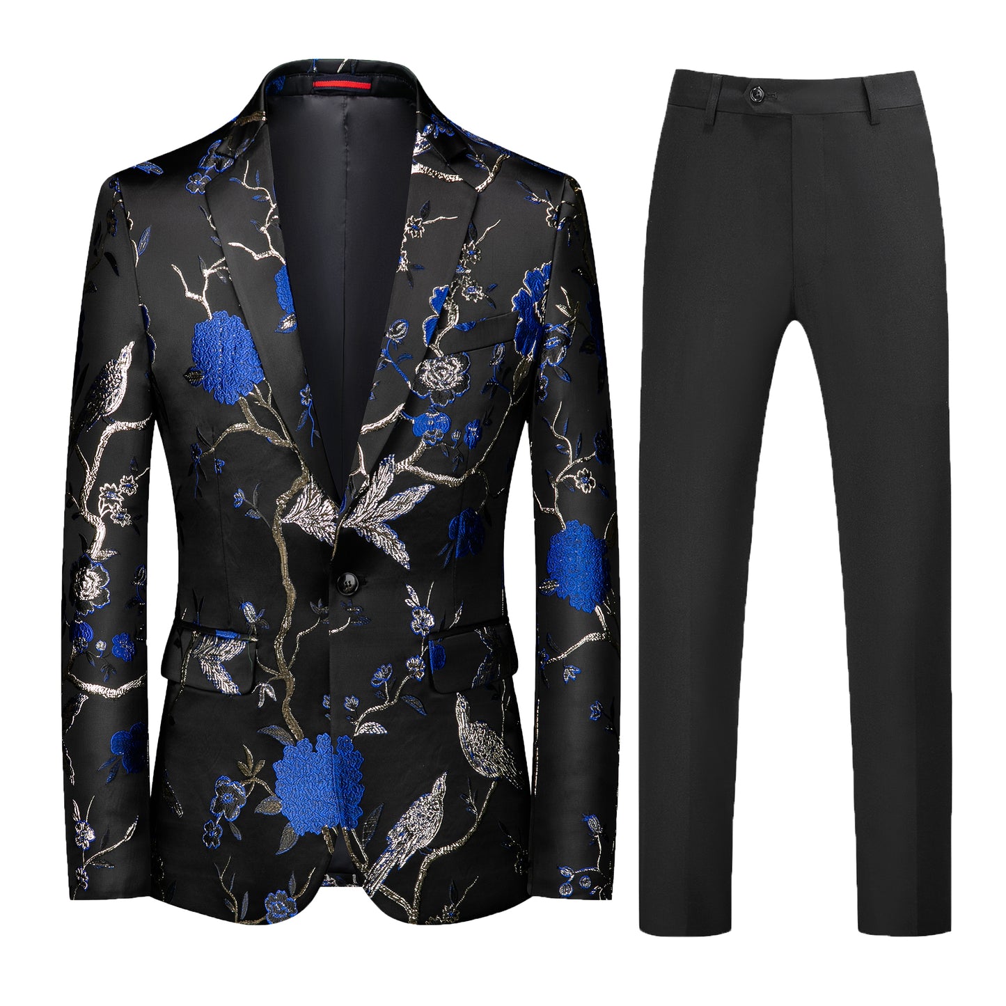 Men's Embroidered 2 Piece Suit Blue Color