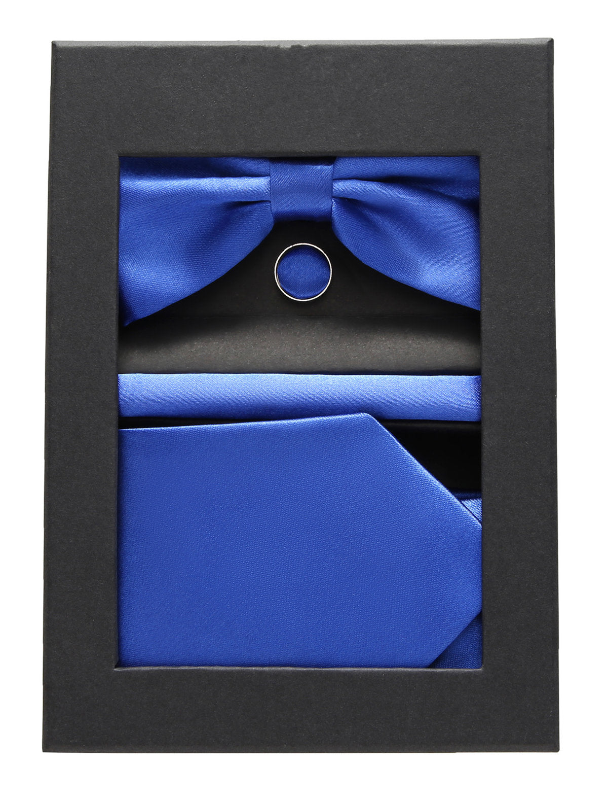 Royal Blue Bow tie NeckTie Pocekt Square Cufflinks Set