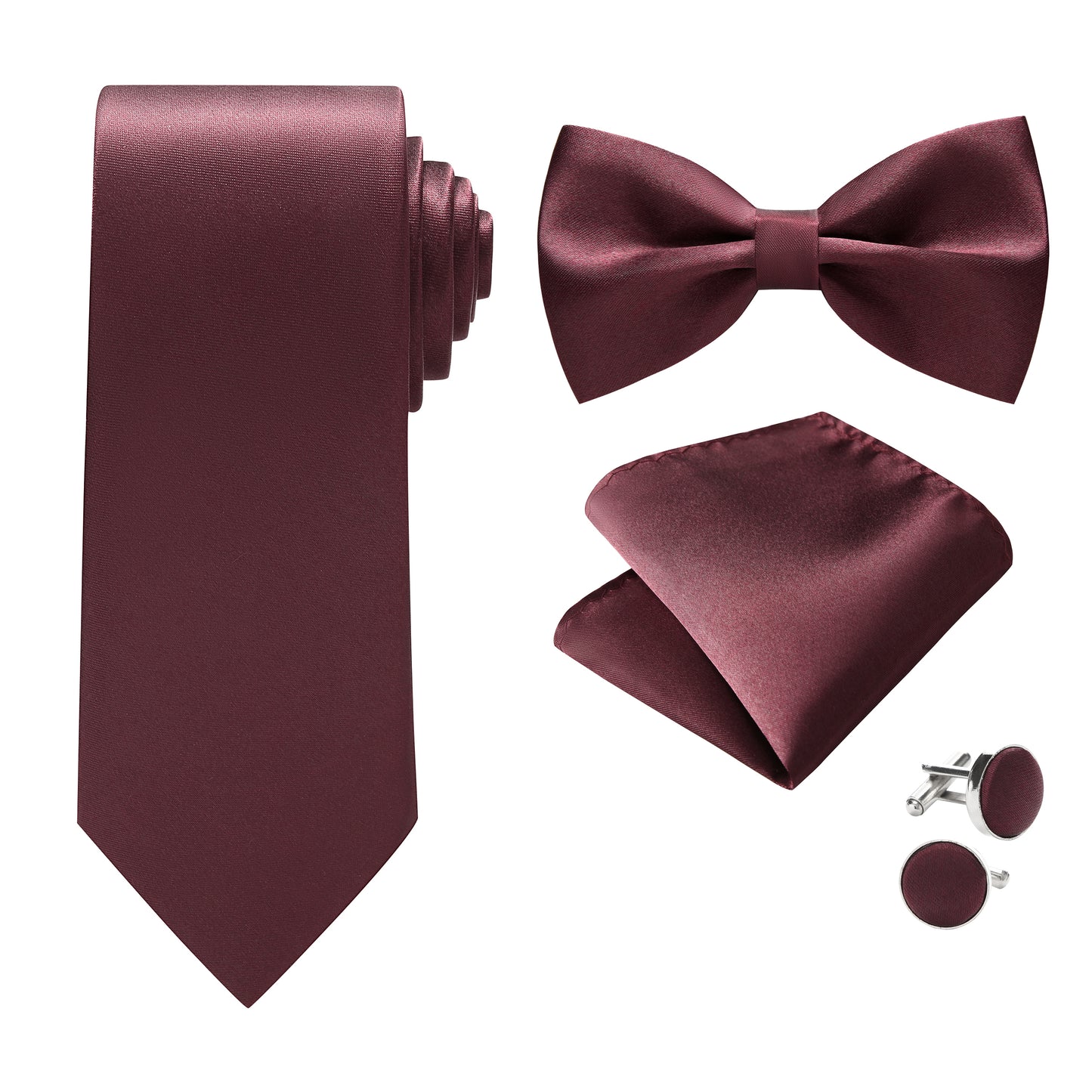 Royal Blue Bow tie NeckTie Pocekt Square Cufflinks Set
