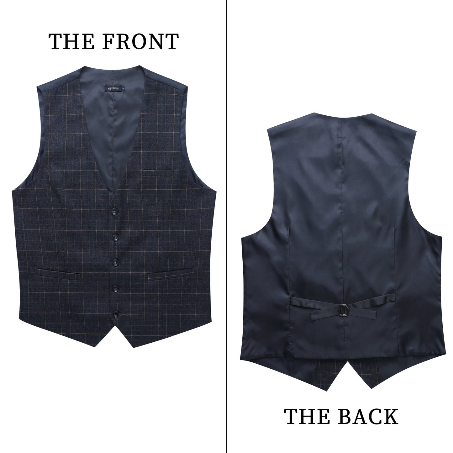 Hisdern Men's Charcoal Plaid Wedding Vest For Skinny Guys