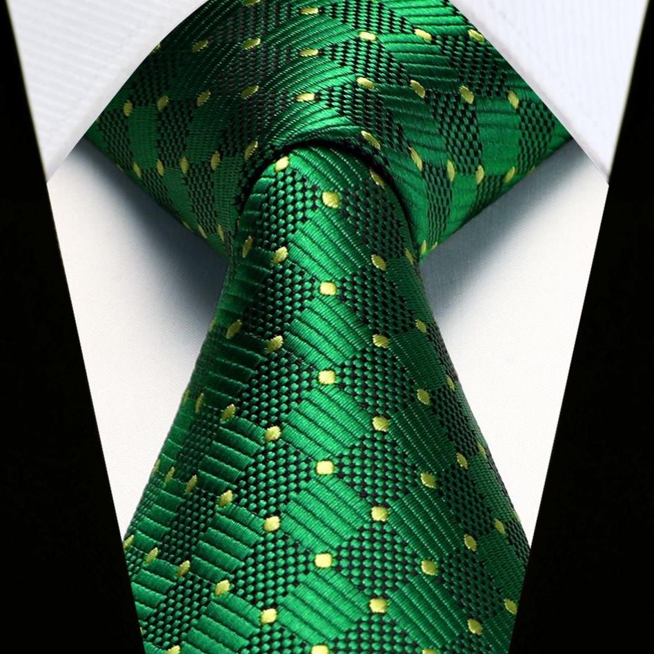 Hisdern Emerald Green Plaid Pocket Square With Matching Tie