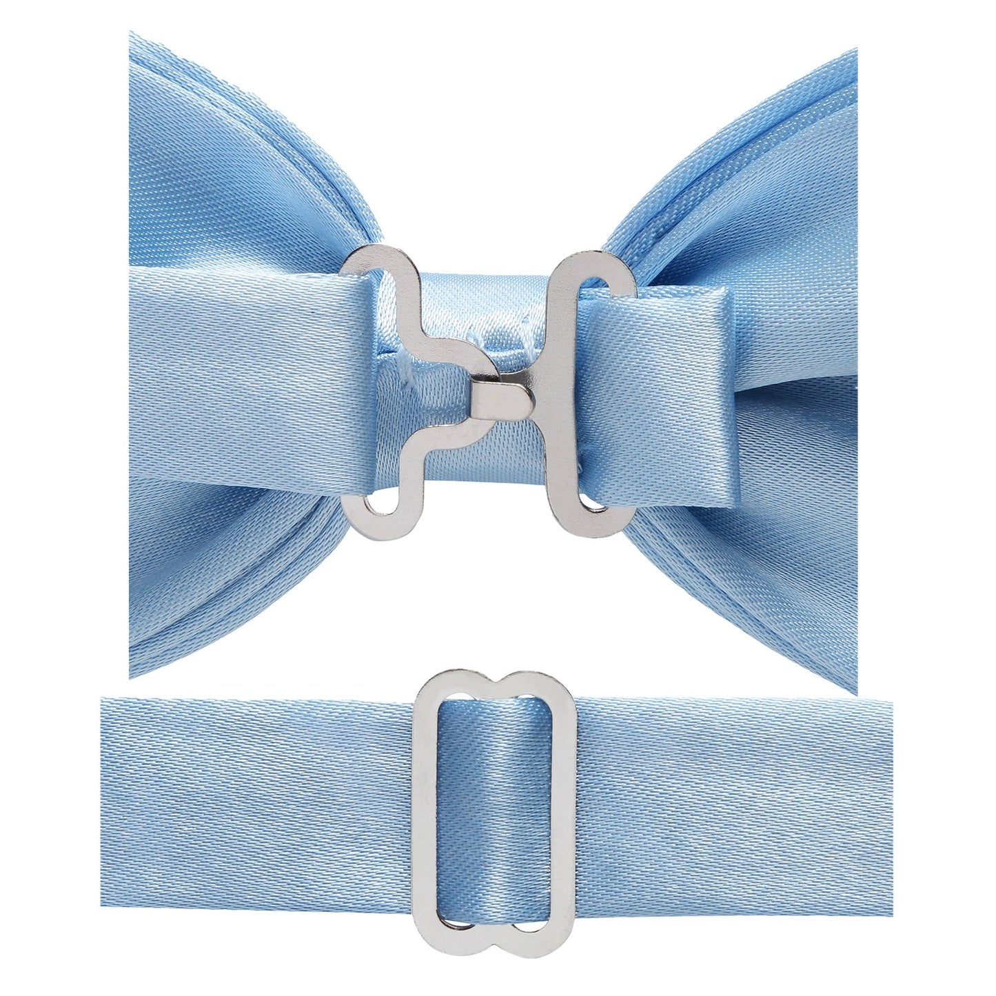 Light Blue Bowtie Neck Tie Pocekt Square Cufflinks Set