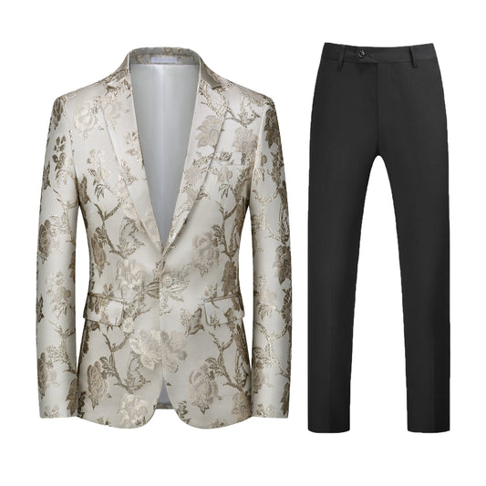 Men's Embroidered 2 Piece Suit White Color