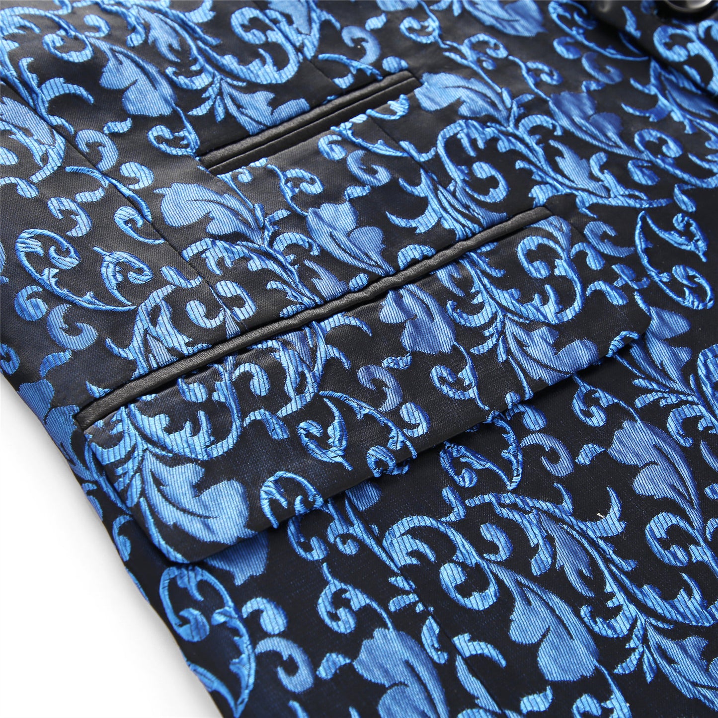 Blue Paisley Tuxedo Suit - 2 Piece
