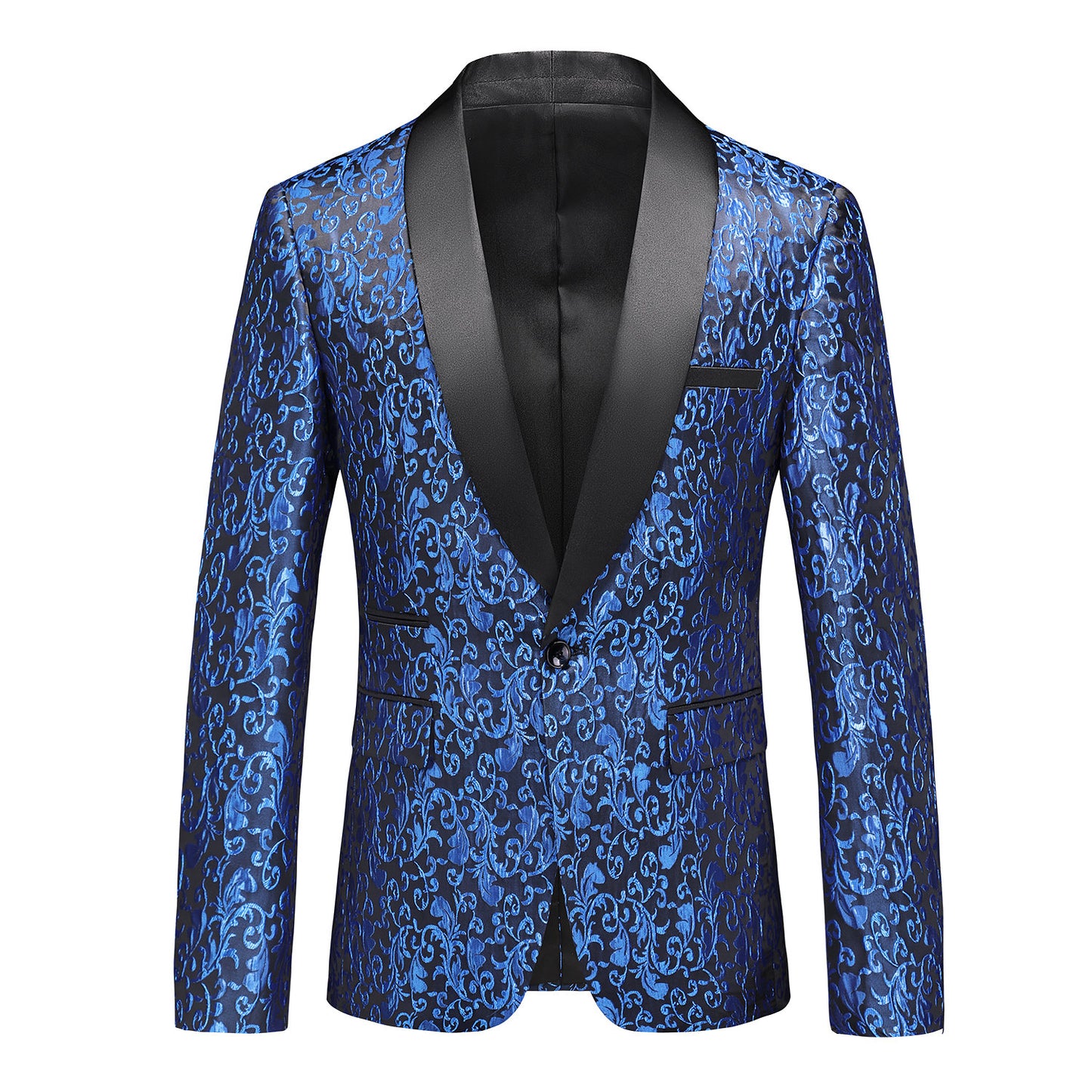 Blue Paisley Tuxedo Suit - 2 Piece